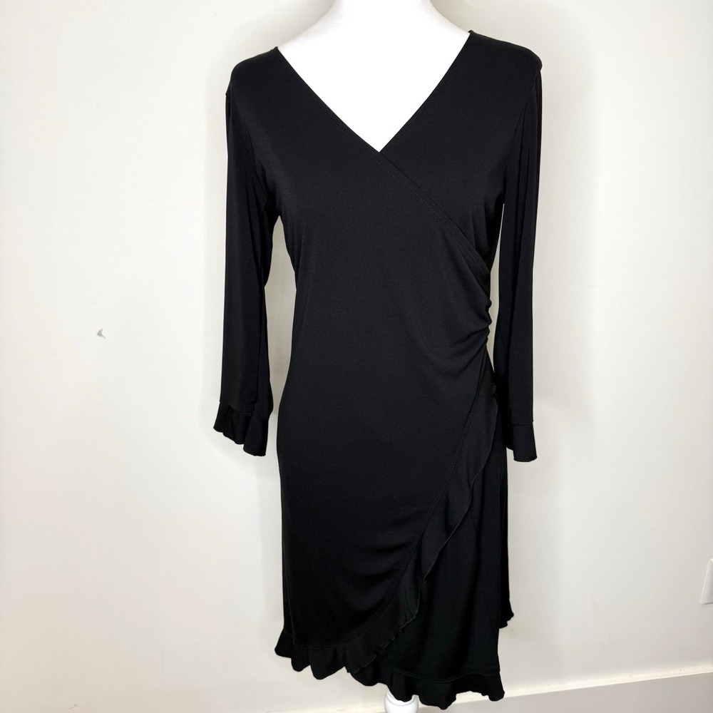 Vintage Y2K Whimsigoth Wrap Dress Ruffle Office Siren Witchy Dark Fairy 9/10‎